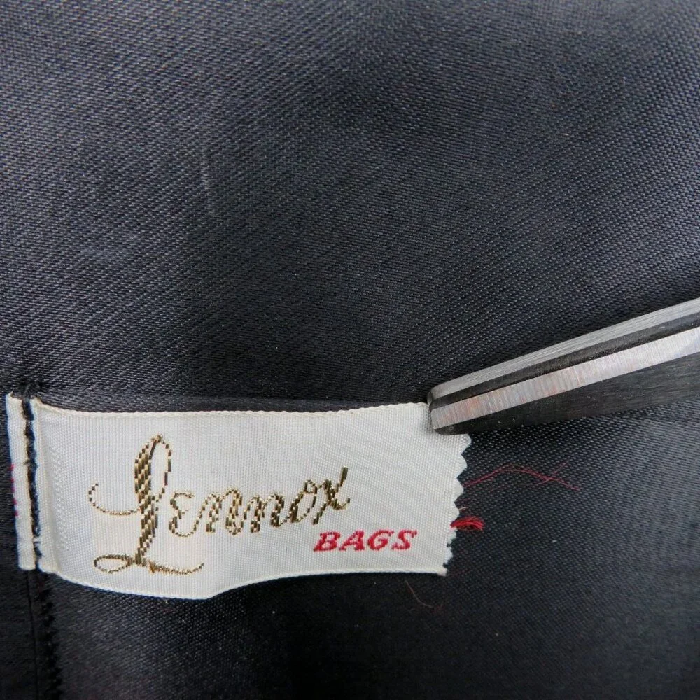 Lennox Bags Purse Black Faux Suede Gold Tone Trim Hand Strap‎ Vintage Snap Close